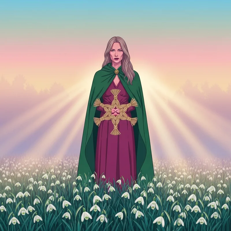 A woman holding a traditional woven cross representing St Brigid's Day traditions.