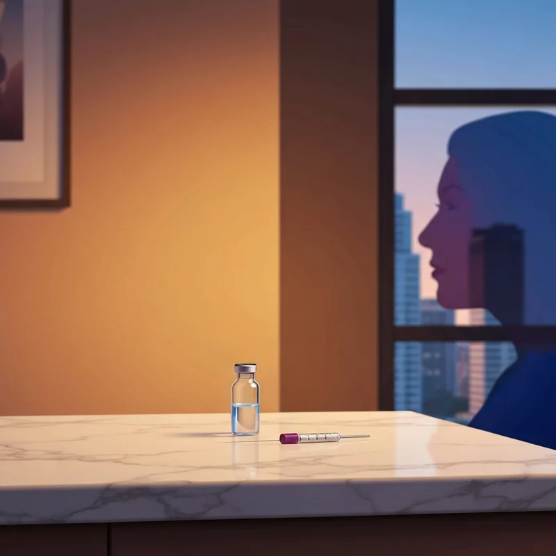 A luxury medical spa setup showing a vial and needle, representing the process and exploring how much is masseter botox for jaw slimming.