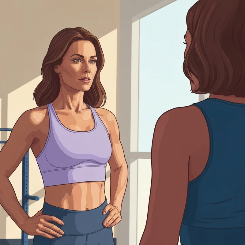 A woman wearing a high-performance sports bra with padding in a modern gym setting.