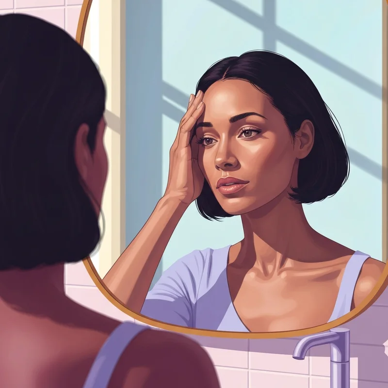 A woman reflecting on her skincare and wondering botox how long does it last in a calm setting.