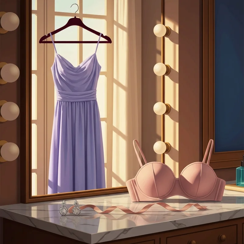 The Wonderbra Ultimate Strapless Bra sitting on a luxury marble vanity in a sunny dressing room.