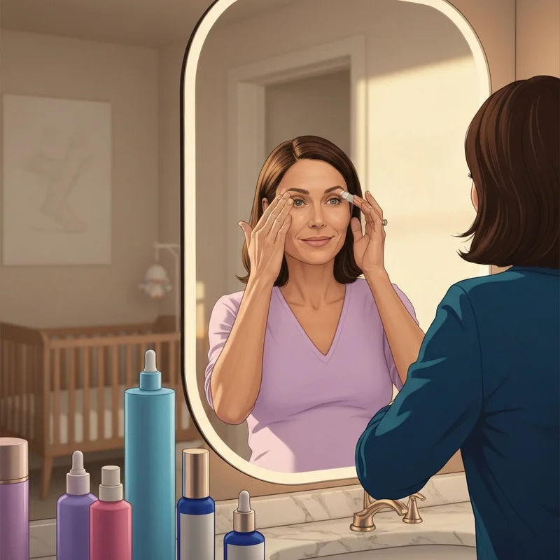 A pregnant woman exploring can you get botox while pregnant alternatives through a safe skincare routine.