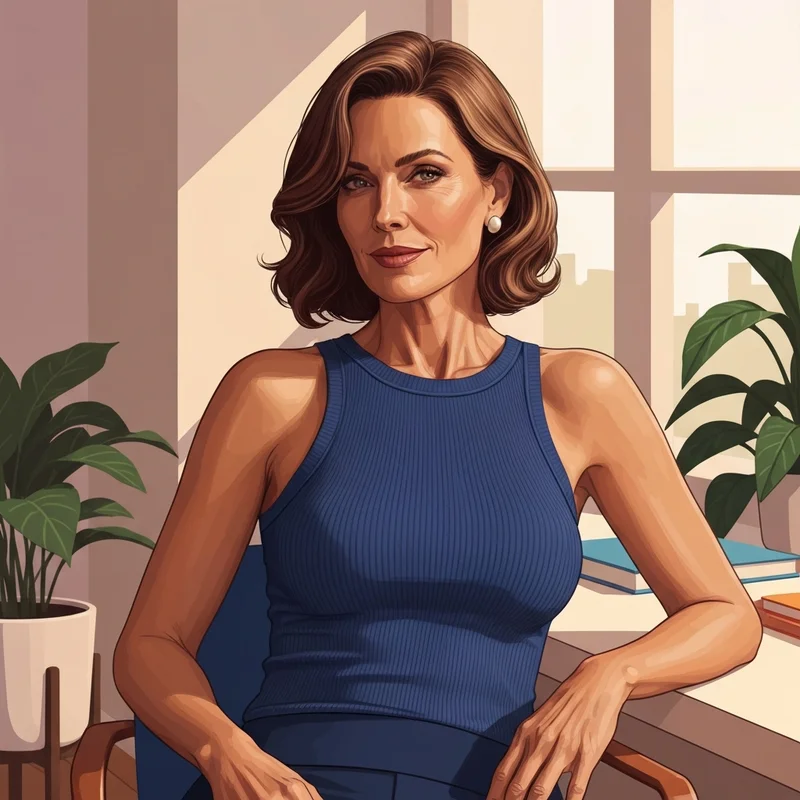 A woman wearing one of the best camisoles with built in bra for all-day comfort and support.