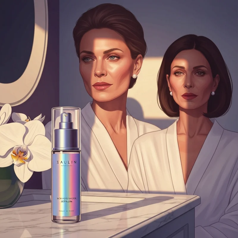 A luxury skincare serum representing the botox in a bottle trend for glass skin.