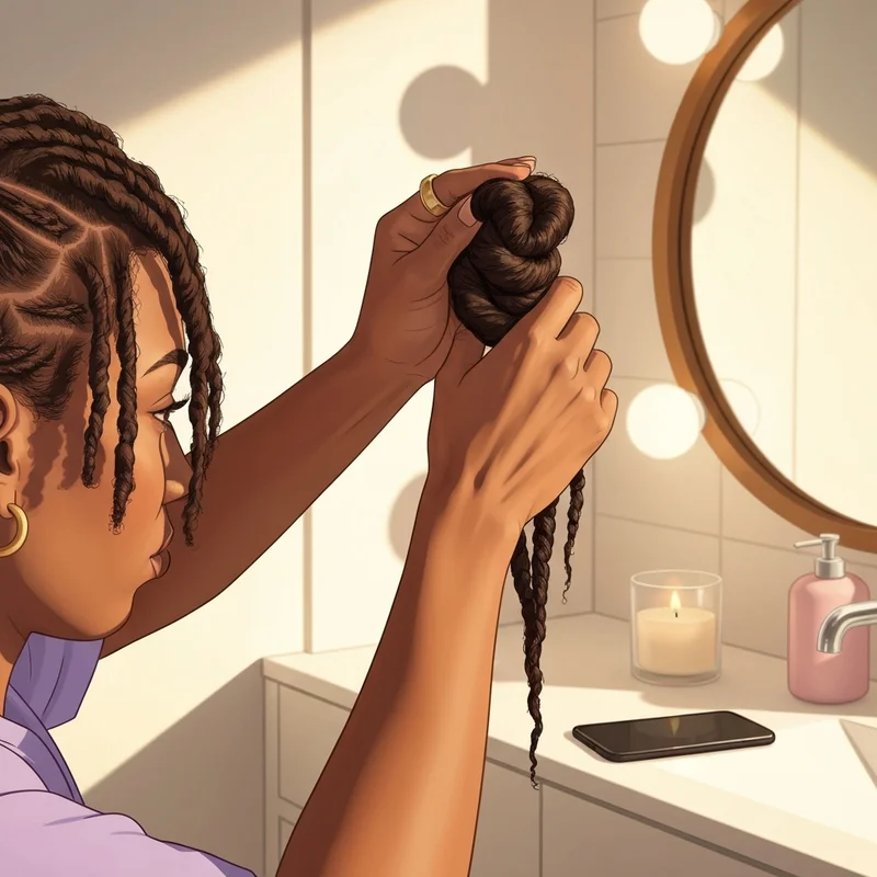 A detailed close-up of a perfectly executed twist braid on natural hair, showcasing texture and shine.