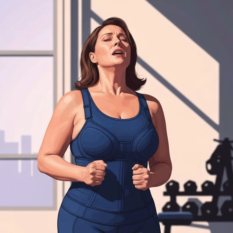 A woman wearing a glamorise sports bra during a high-impact workout to demonstrate support and confidence.