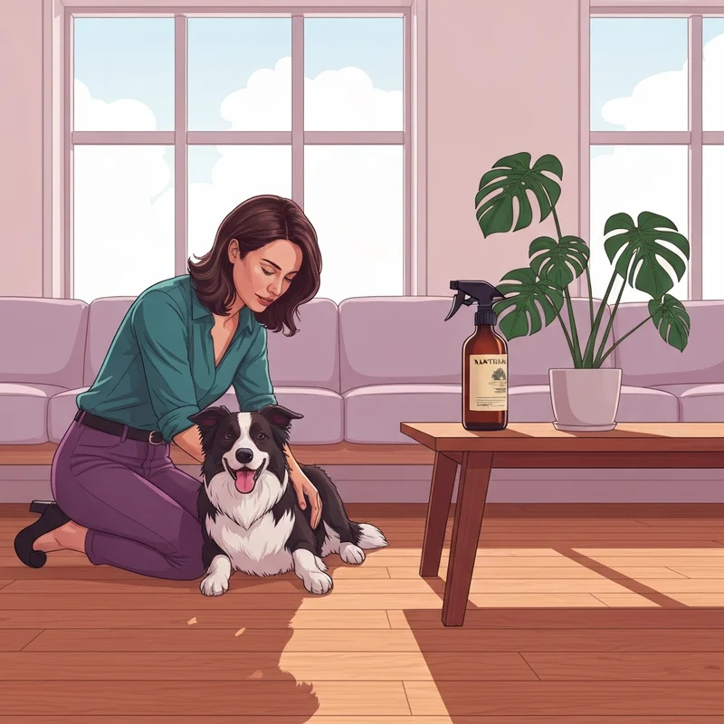 A happy dog and owner in a home treated with pet friendly pest control.