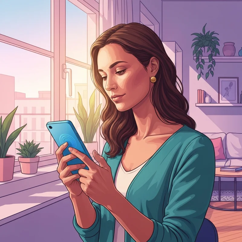 A woman managing her digital boundaries to learn how to hide friends list on facebook from friends in a bright, modern room.