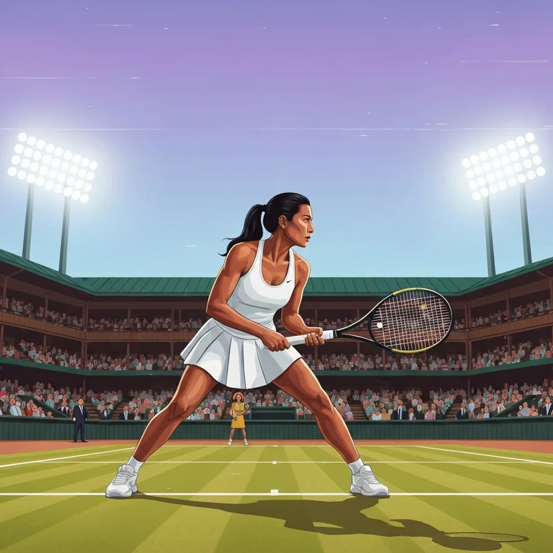 A cinematic depiction of the high-stakes atmosphere surrounding the bra-less emma raducanu controversy at Wimbledon.