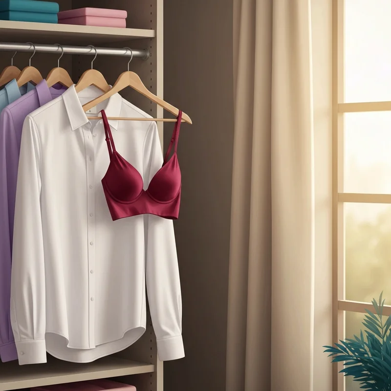 A visual guide demonstrating the effectiveness of a red bra under white shirt outfits for an invisible look.