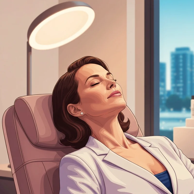 A woman experiencing the relief and facial slimming effects of botox for tmj