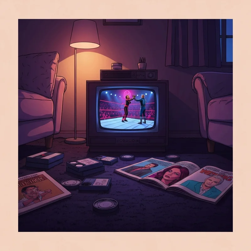 A vintage television showing a classic wwe bra and panties match from the Attitude Era.