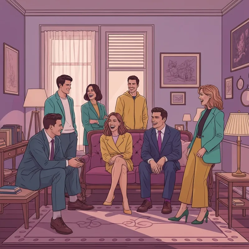 A nostalgic 90s apartment scene reflecting the lifestyle associated with the friends cast net worth.