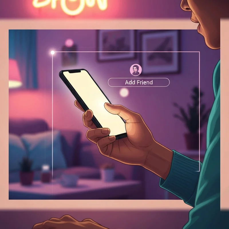 A person using their smartphone to learn how to make a friend request on a social media app.