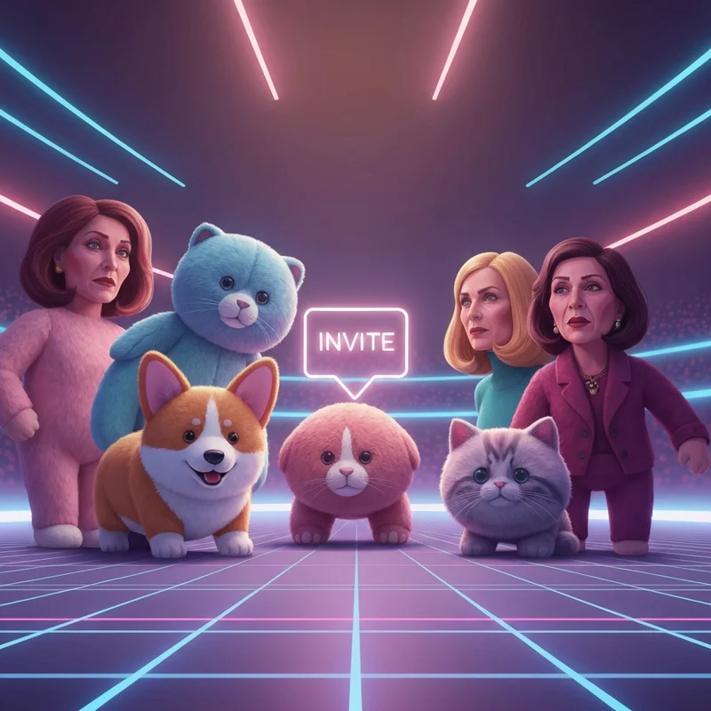 A group of cute animals playing together in a digital arena using the party animals friend's pass.