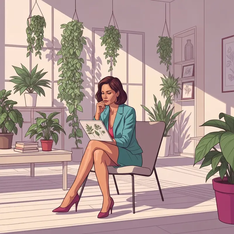 A woman researching another term for eco friendly for her sustainable lifestyle blog.