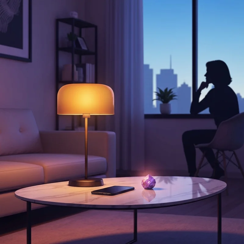 A minimalist living room setting featuring a digital device used for finding gifts for friends who have everything.