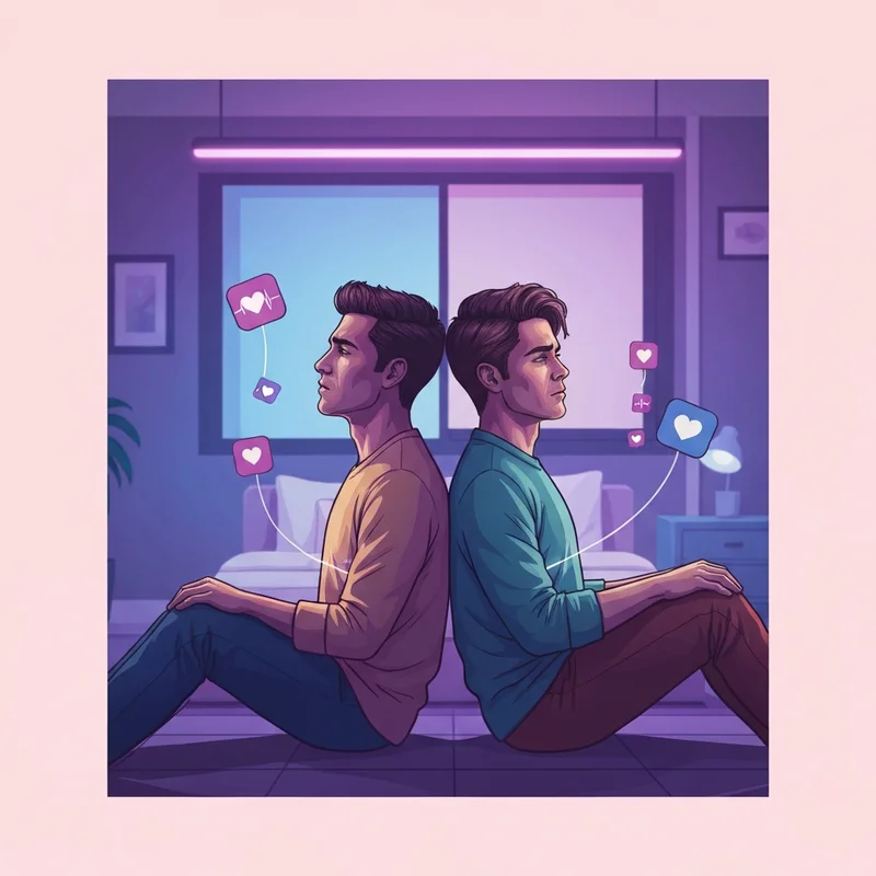 Two characters depicting the sensory link from My Toy Is Connected to My Best Friend in a cinematic digital art style.