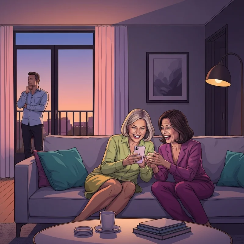 A man reflecting on the presence of his wife's friend in his home.