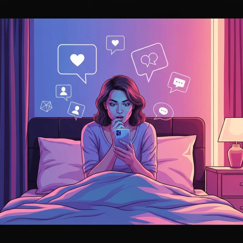 A young woman using a friends glossary to navigate her digital social life.