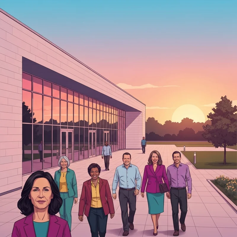 The welcoming exterior of Willoughby Friends Church during a sunset service in Willoughby Hills.