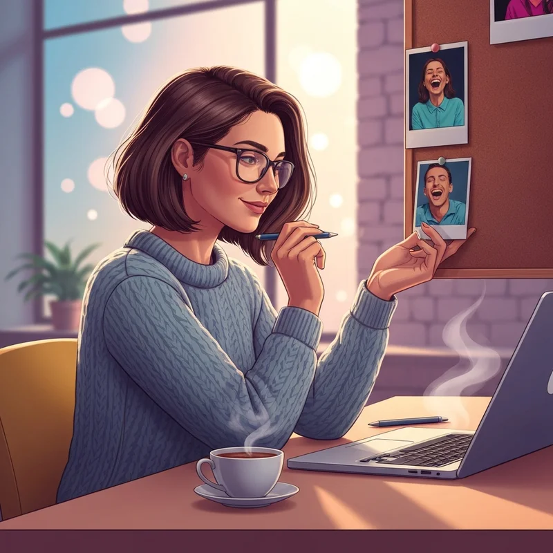 A creative author looking for book dedication examples to a friend while working in a cozy home office.