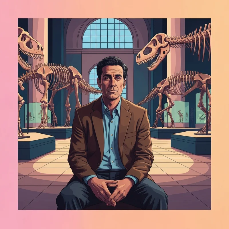 A psychological exploration of friends characters ross in a museum setting.