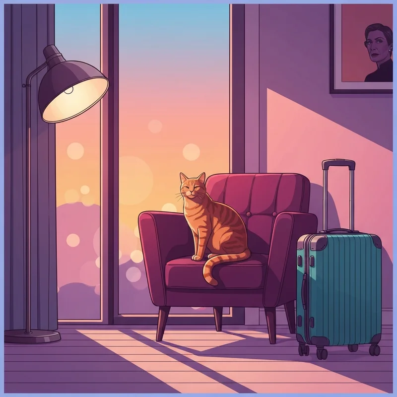 A serene ginger tabby cat relaxing in one of the best cat friendly hotels.