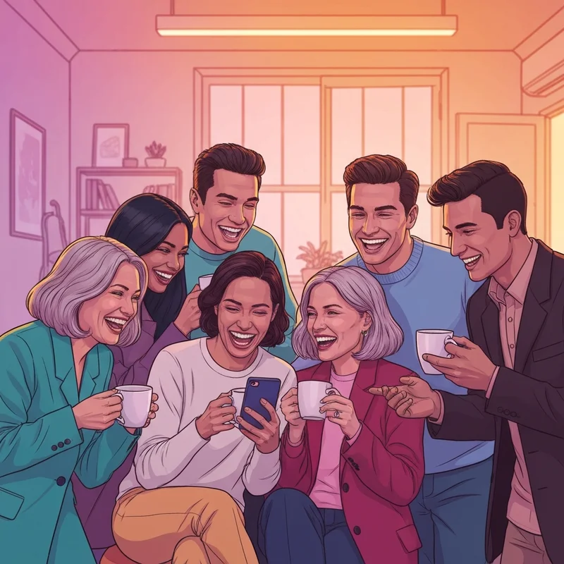 A group of happy friends celebrating a happy valentine's day friend gathering in a modern setting.