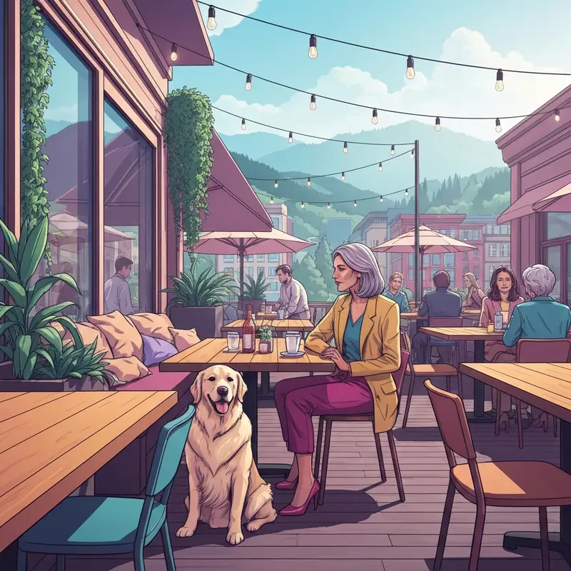 A person and their pup enjoying one of the many dog friendly restaurants chattanooga has to offer on a sunny patio.