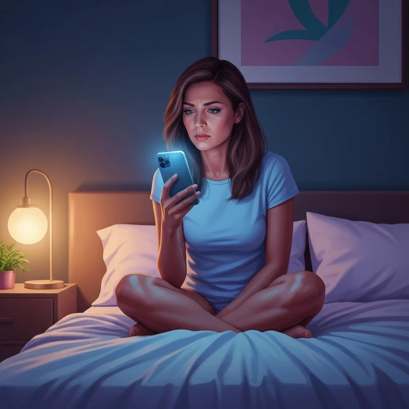 A young woman checking how do i check friend requests sent on facebook on her smartphone at night.