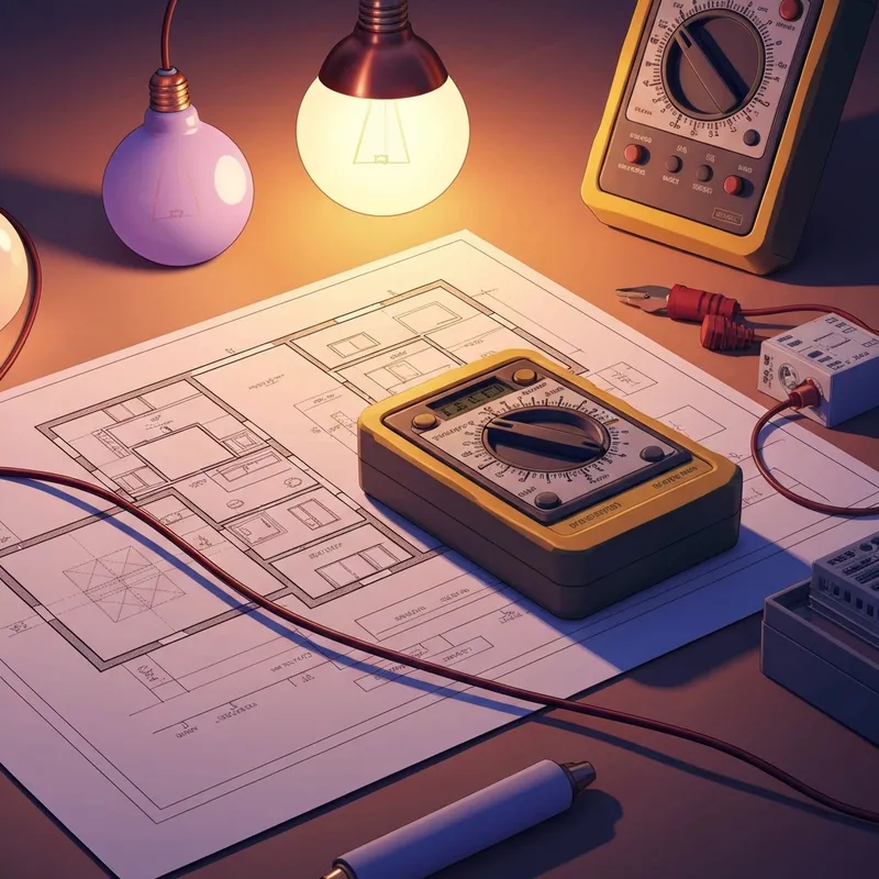 A professional desk with blueprints and electrical tools representing the quality and expertise of Good Friend Electric supplies.