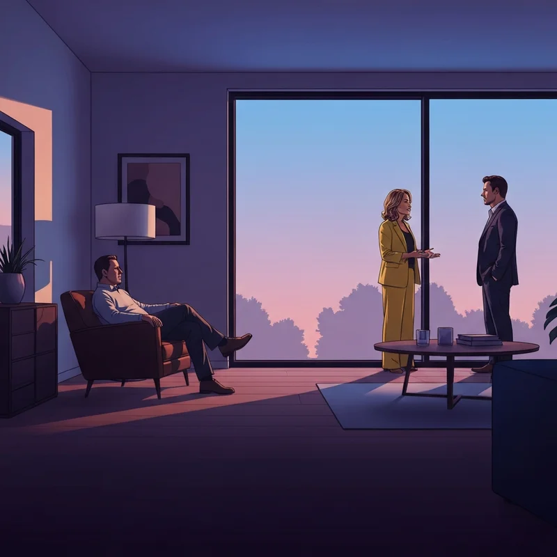 A husband observing his wife and a friend, illustrating the cuckold husband let his friend impregnate his hot wife psychological dynamic.