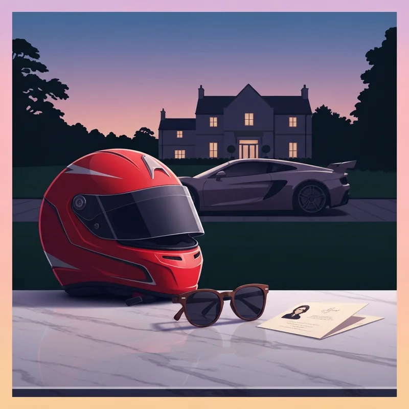 The iconic helmet and lifestyle accessories associated with the career of Lewis Hamilton.