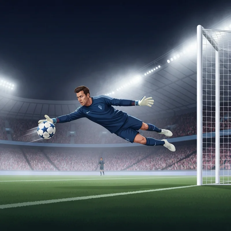 Goalkeeper Matvey Safonov making a crucial save during the strasbourg vs psg match at Stade de la Meinau
