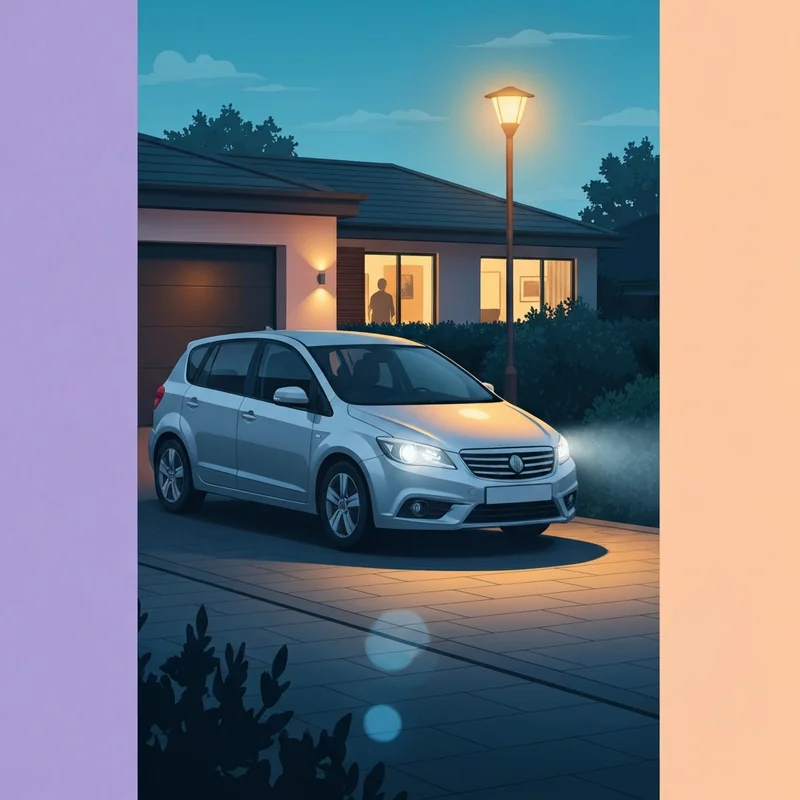 A professional considering a car transition in a driveway, reflecting on the car tax changes 2026.