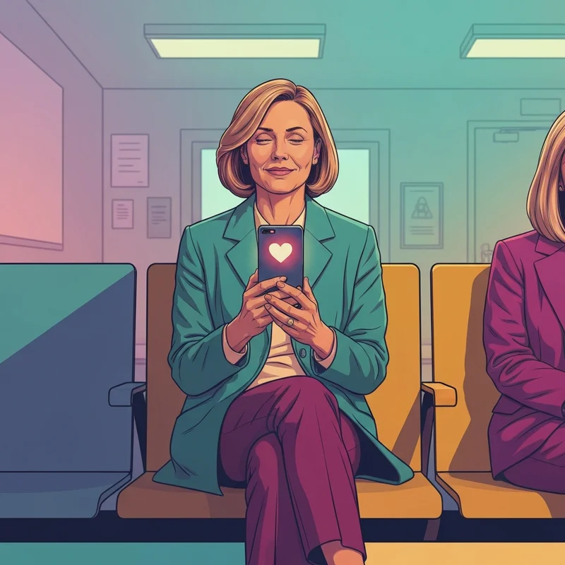 A woman offering a prayer for operation of a friend while waiting in a hospital.