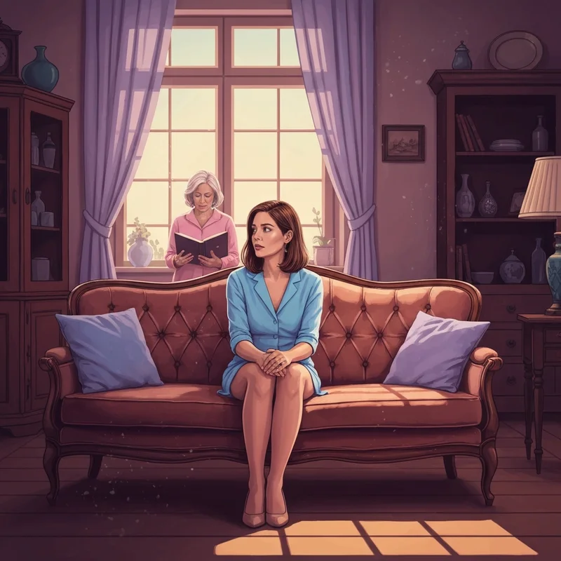 A young woman dealing with the guilt of mommys girl why don't you bring a friend over in a quiet living room.