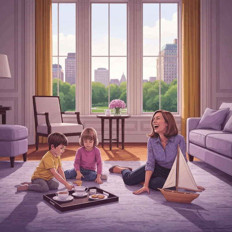 A happy family enjoying a luxurious stay at one of the top family friendly hotels in Boston.