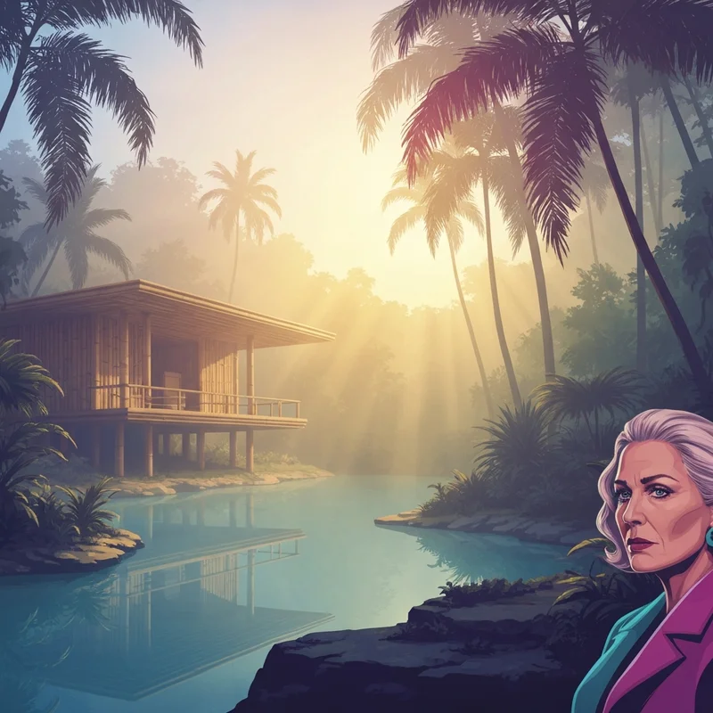 A serene, sustainable bamboo retreat nestled in the jungle, illustrating authentic eco-friendly accommodations mexico.