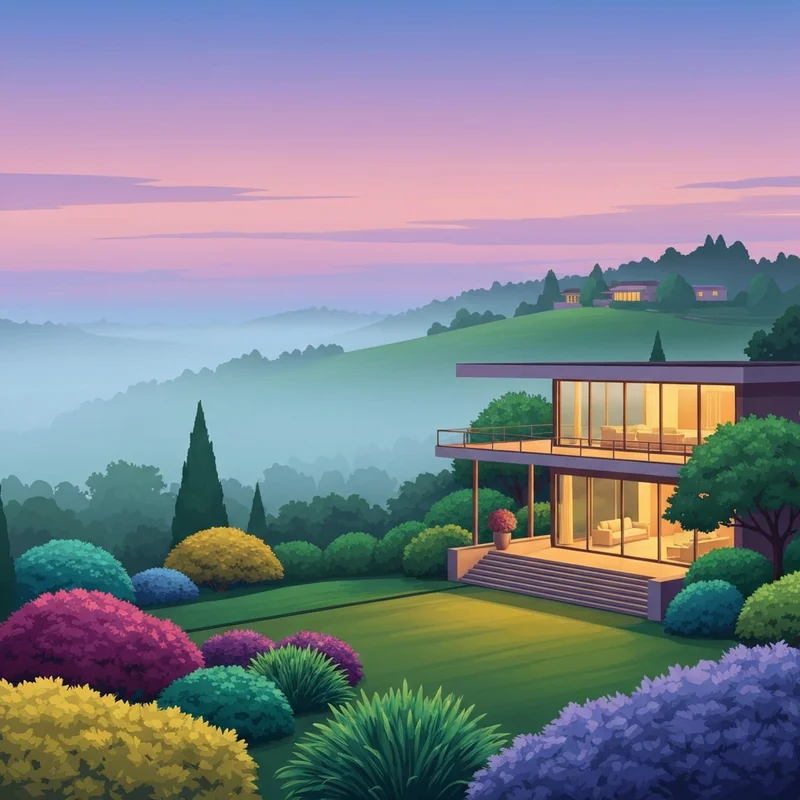 A serene sunset over the exclusive Friendly Hills estate area.