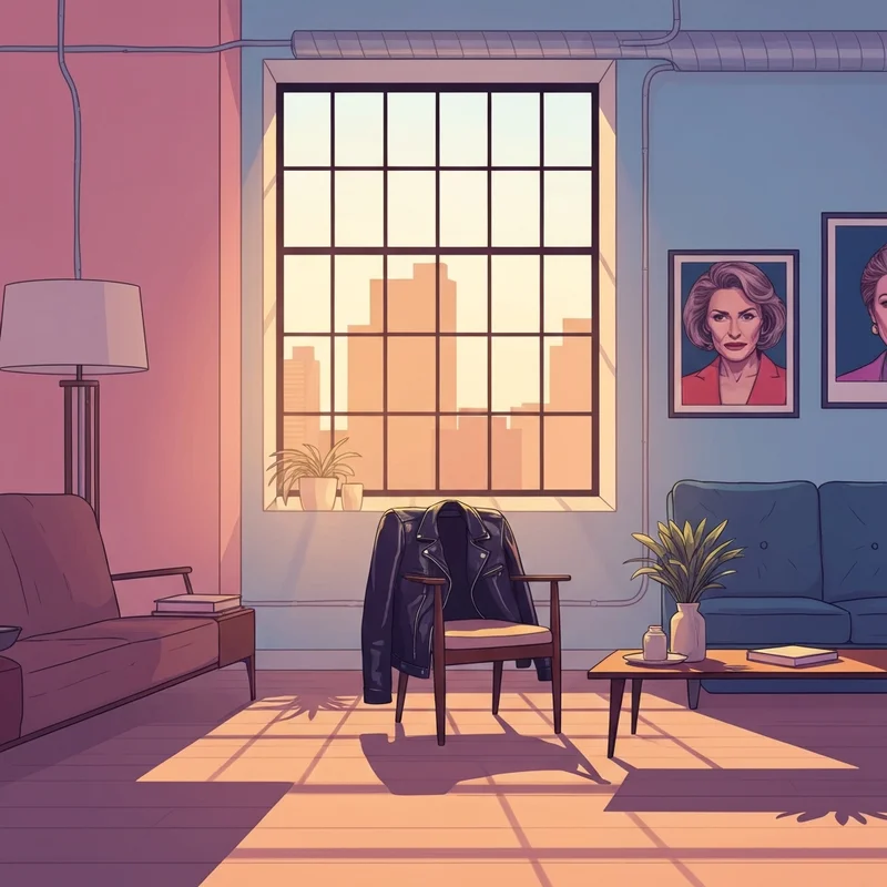 A nostalgic 90s setting reflecting the era when bruce willis en friends became a cultural phenomenon.