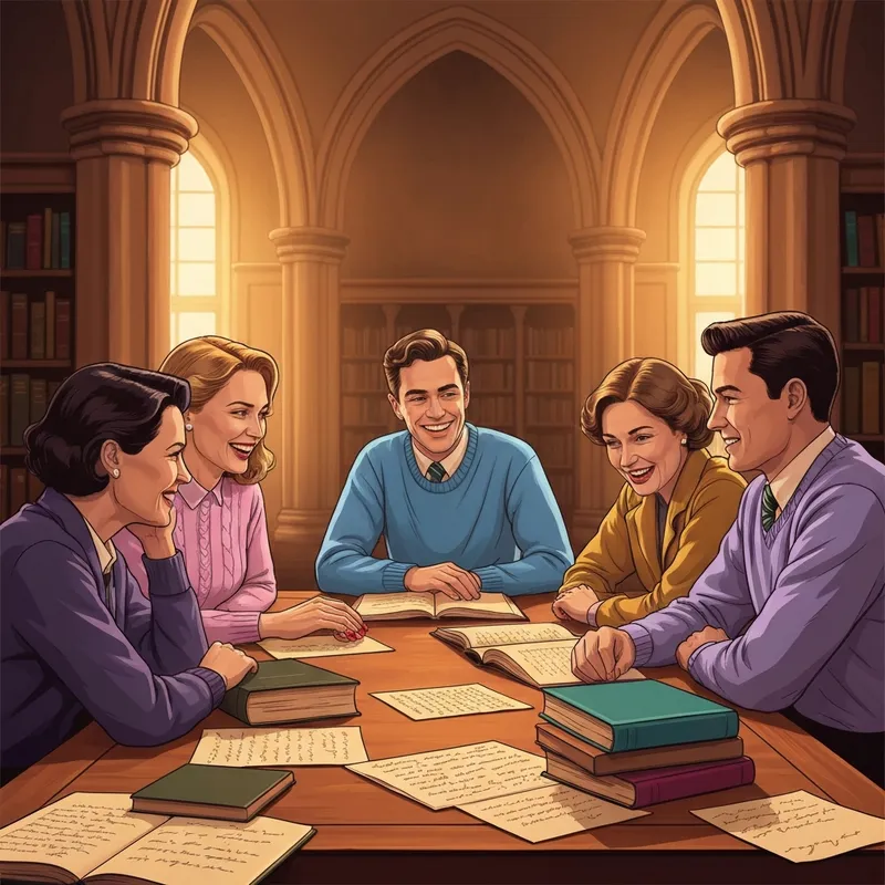 A nostalgic depiction of the circle of friends cast archetype in a 1950s Dublin university setting.