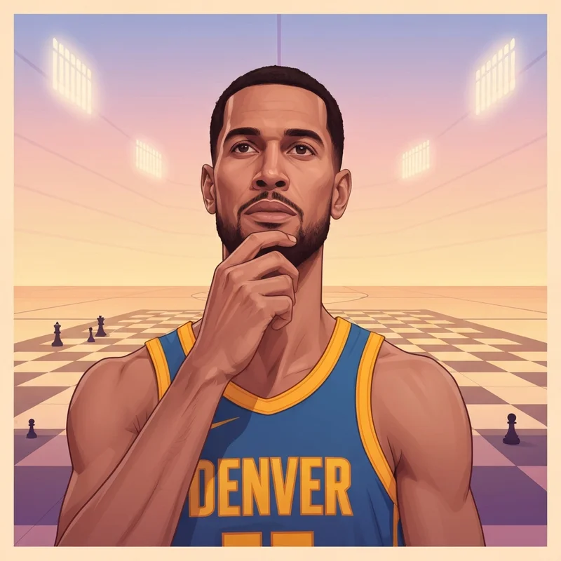 A strategic depiction of Nikola Jokic (約基奇) symbolizing the brain muscle and high-IQ basketball style.