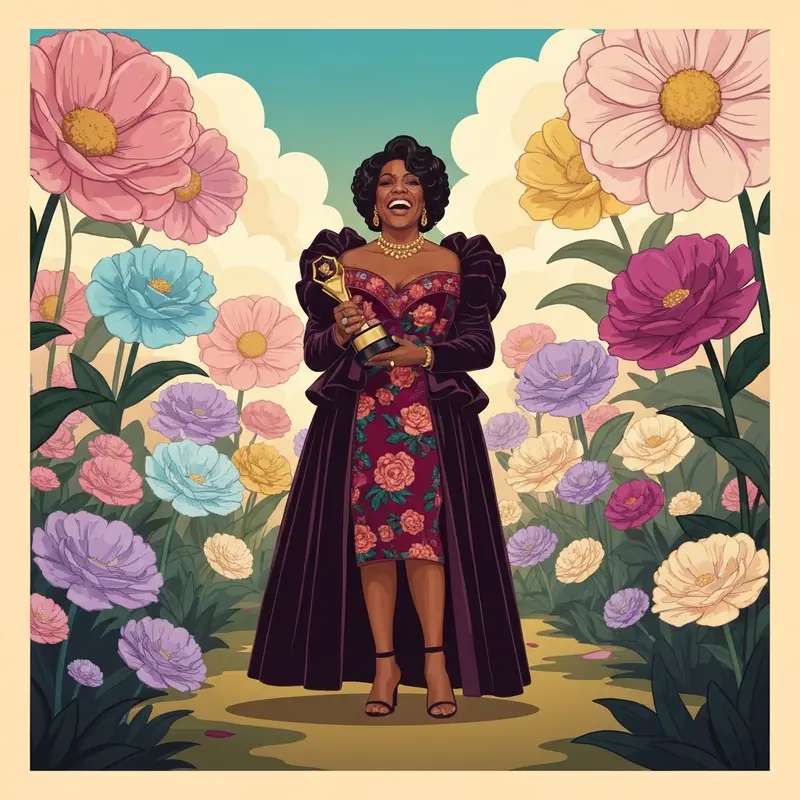 Durand Bernarr standing in a surreal blooming garden celebrating his 2026 Grammy win for Best Progressive R&B Album.