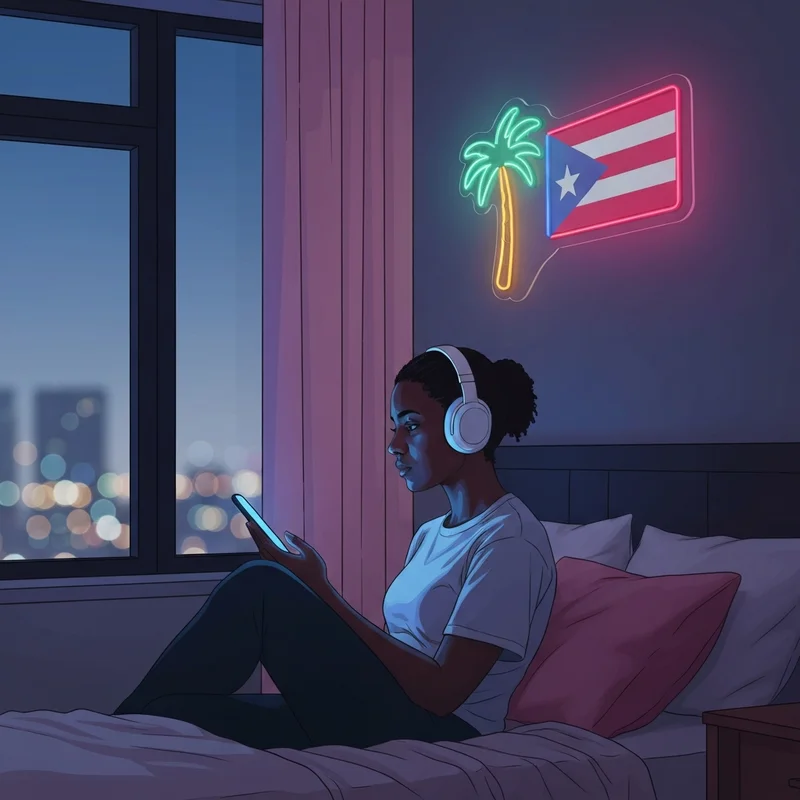 A young fan listening to the latest bad bunny songs while reflecting on the 2026 Grammy win.