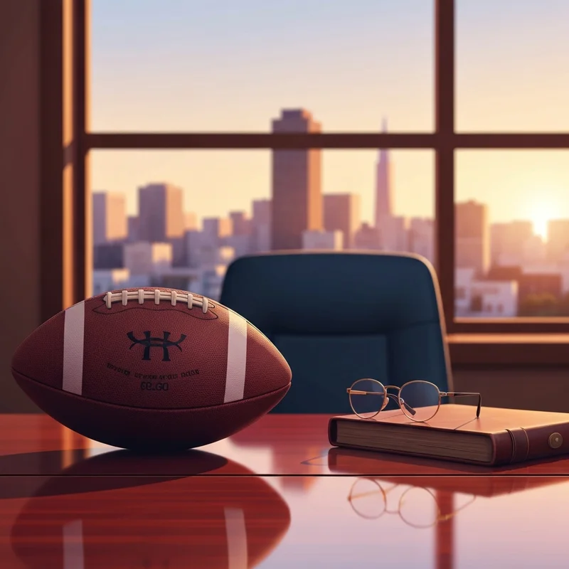 A cinematic representation of the calm leadership style of Joe Montana in a high-stakes environment.