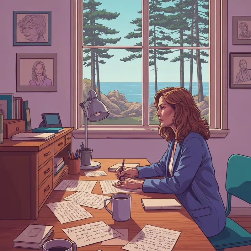 Amy Allen songwriter in a creative studio setting, representing her Maine roots and pop music influence.