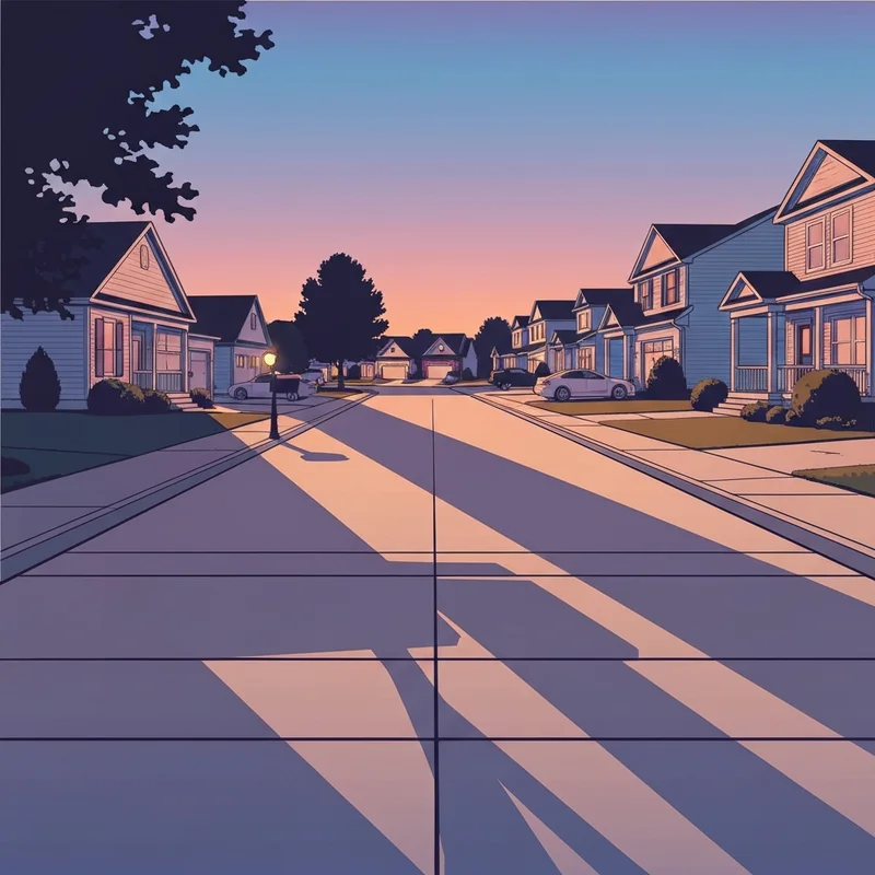 A quiet suburban street in Fishers, Indiana, representing the community's reflection on the Hailey Buzbee case.