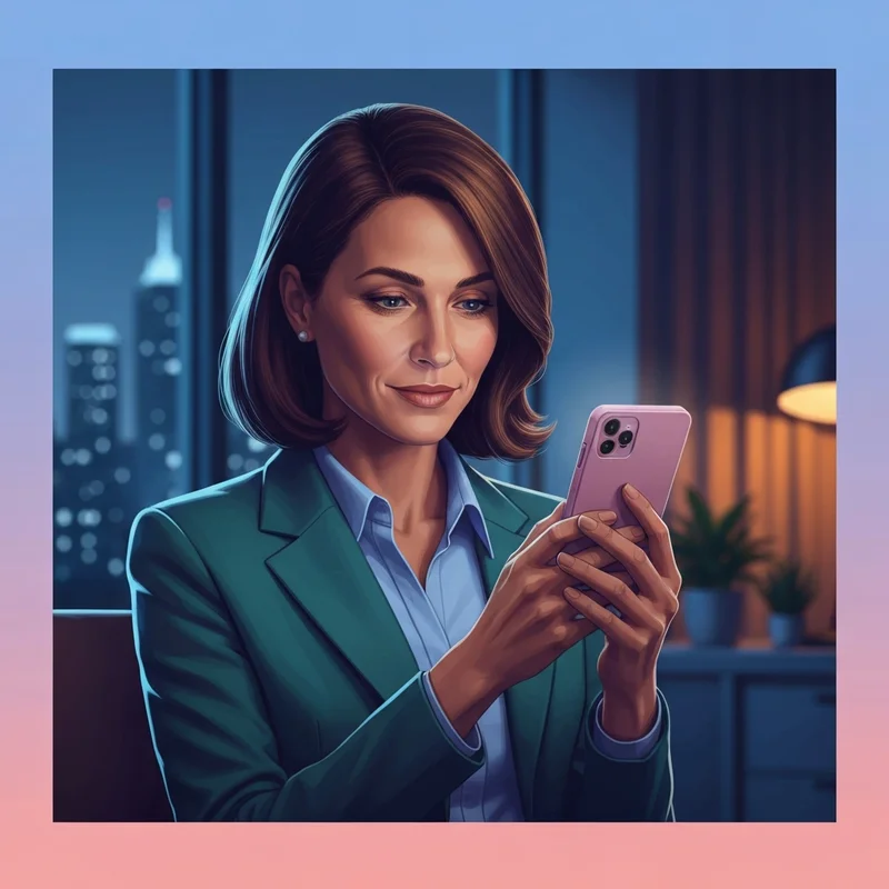 A woman using her phone to learn how to see friend requests i sent on facebook and manage her digital social life.